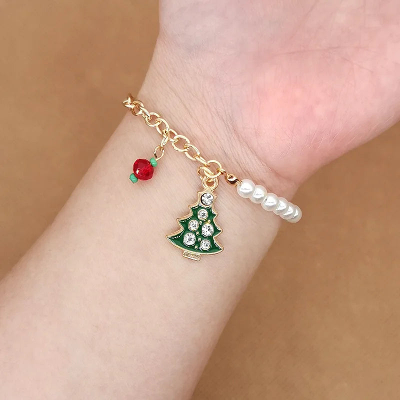 QIUHAN New Xmas Jewellery Alloy Snowman Elk Snowflake Christmas Bracelet