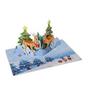 Creative Wholesale Gift Card Paper Holder Luxury Merry Christmas Tree Gift 3d Flower Design Pop up Elk Greeting Cards
