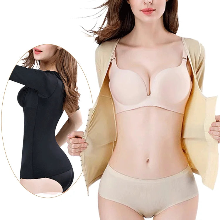 Compression Firm Control Waist Cinchers Long Sleeves Breathable Eco-Friendly Half Body Humpback Posture Corrector Tops Shapewear