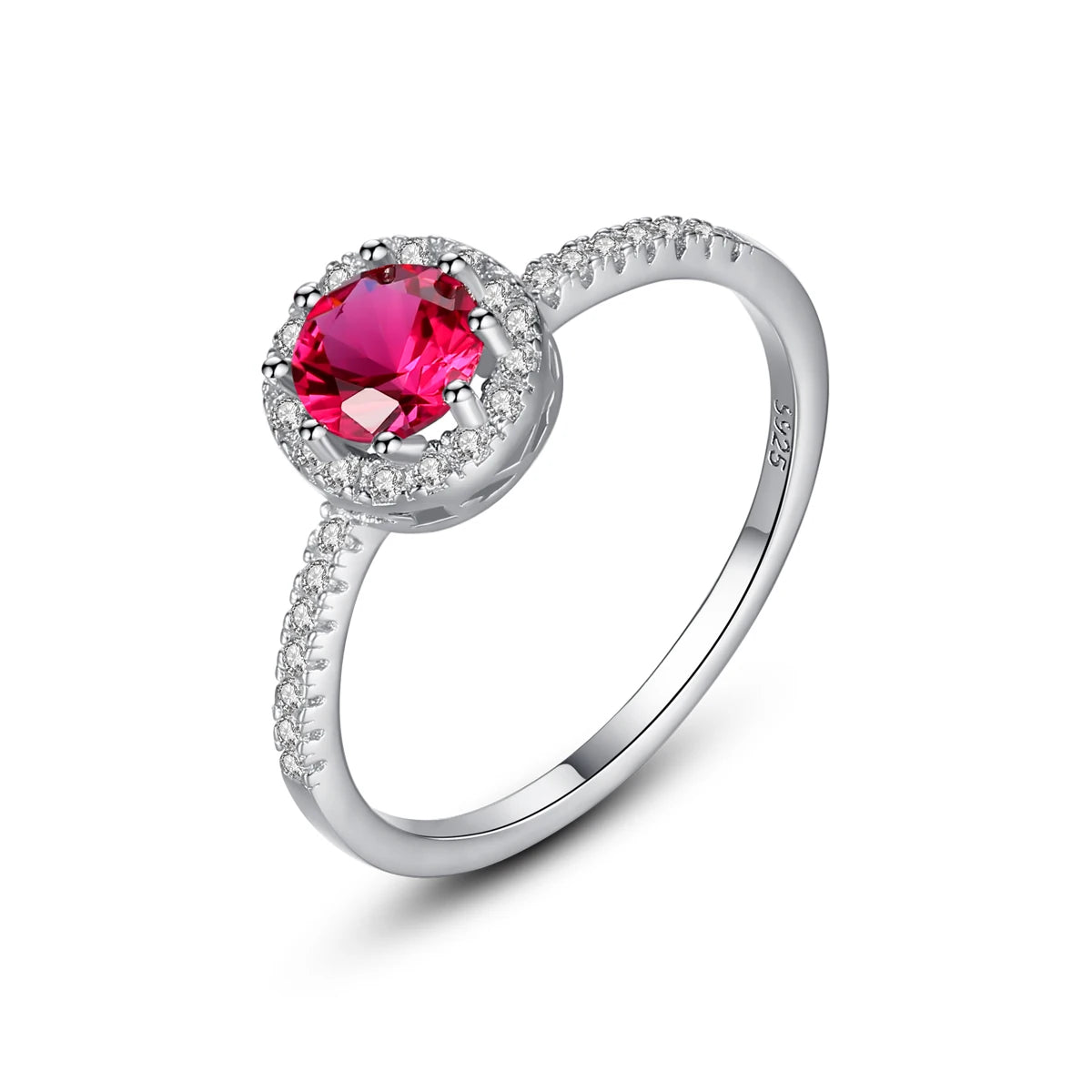 CZCITY Tiny CZ Paved  Fashionable Women Design Jewelry Wholesale Luxury S925 Silver Ruby Gemstone Ring