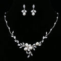 SLBRIDAL Luxury Sparkling Pave Setting Bridal Cubic Zircon Pearl Necklace Earring Set Wedding CZ Jewelry Set Women Party Jewelry
