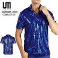 2025 New Men 70s Disco T-Shirt Fashion Casual Short Sleeve Sequins Party Shirt Nightclub Costume Tee Vintage Retro Style