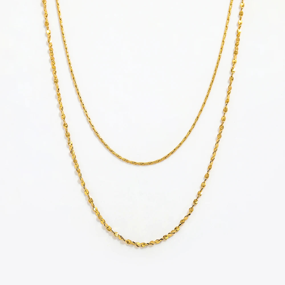 Joolim Jewelry 18K Gold Plated Double-layer Choker Necklace Stainless Steel Jewelry Wholesale
