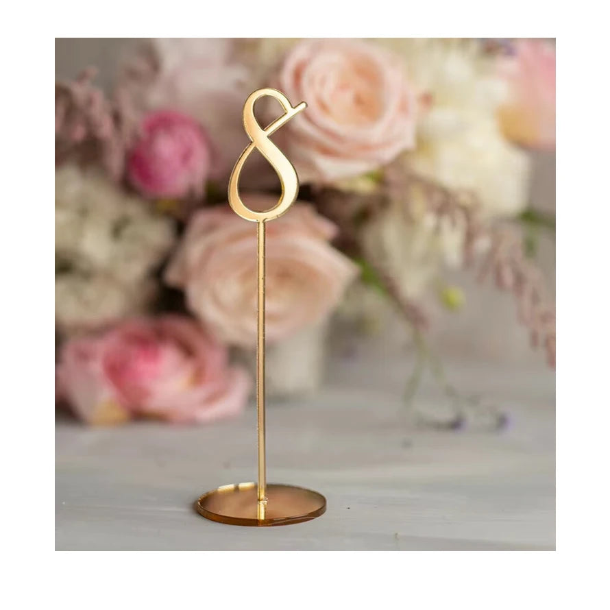 Luxury Gold Plexi Wedding Decor Signage Party Birthday Golden Mirror Table Number Standard Holder Desktop