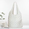 Handmade Yarn Woven Knitted Open Top Tote Bag Women Versatile Polyester Shoulder Shopping Bag Canvas Lining for Spring Summer