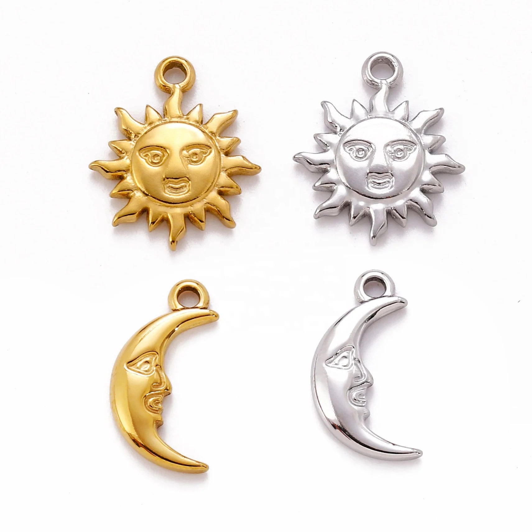 Hot Sales Stainless Steel Smile Face Sun and Moon Shape Small Pendant DIY Necklace Bracelet Earring Jewelry Accessories
