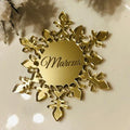 Snowflake Shape Acrylic Tag With Engraved Text in Various Shapes and Styles