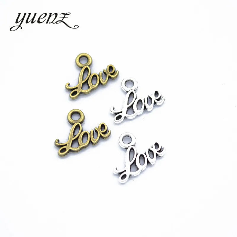 YuenZ Antique Letter Love Charms Metal Pendants for Necklace Bracelet Jewelry Making Handmade Craft 10*13mm S245