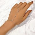 Custom S925  Sterling Silver Stacked Link Wrist Chain CZ Flower Finger Ring Hand Chain for Women Fashionable Slave Bracelets