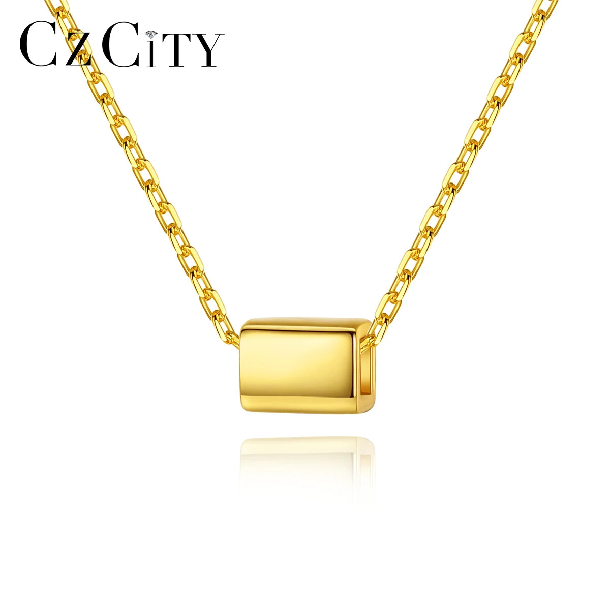 CZCITY Wholesale 925 Sterling Silver Jewelry 18K Gold Plated Trendy Minimalist Necklace Tiny Bead Pendant