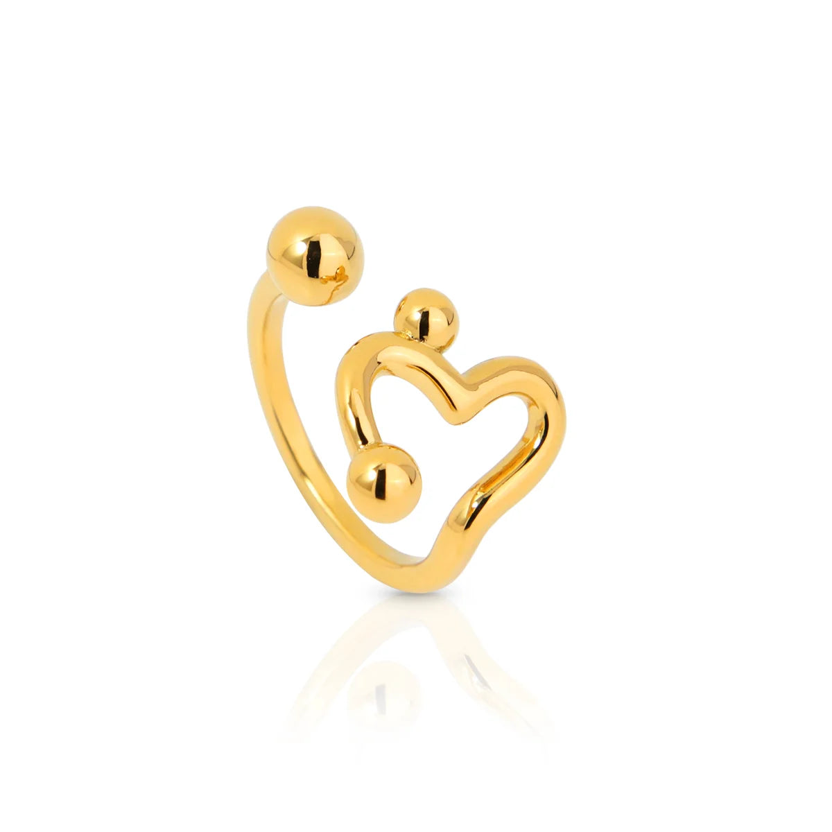 Chris April 18K PVD Gold Plating Brass Minimalist Resizable Abstract Heart Shape Bead Ring