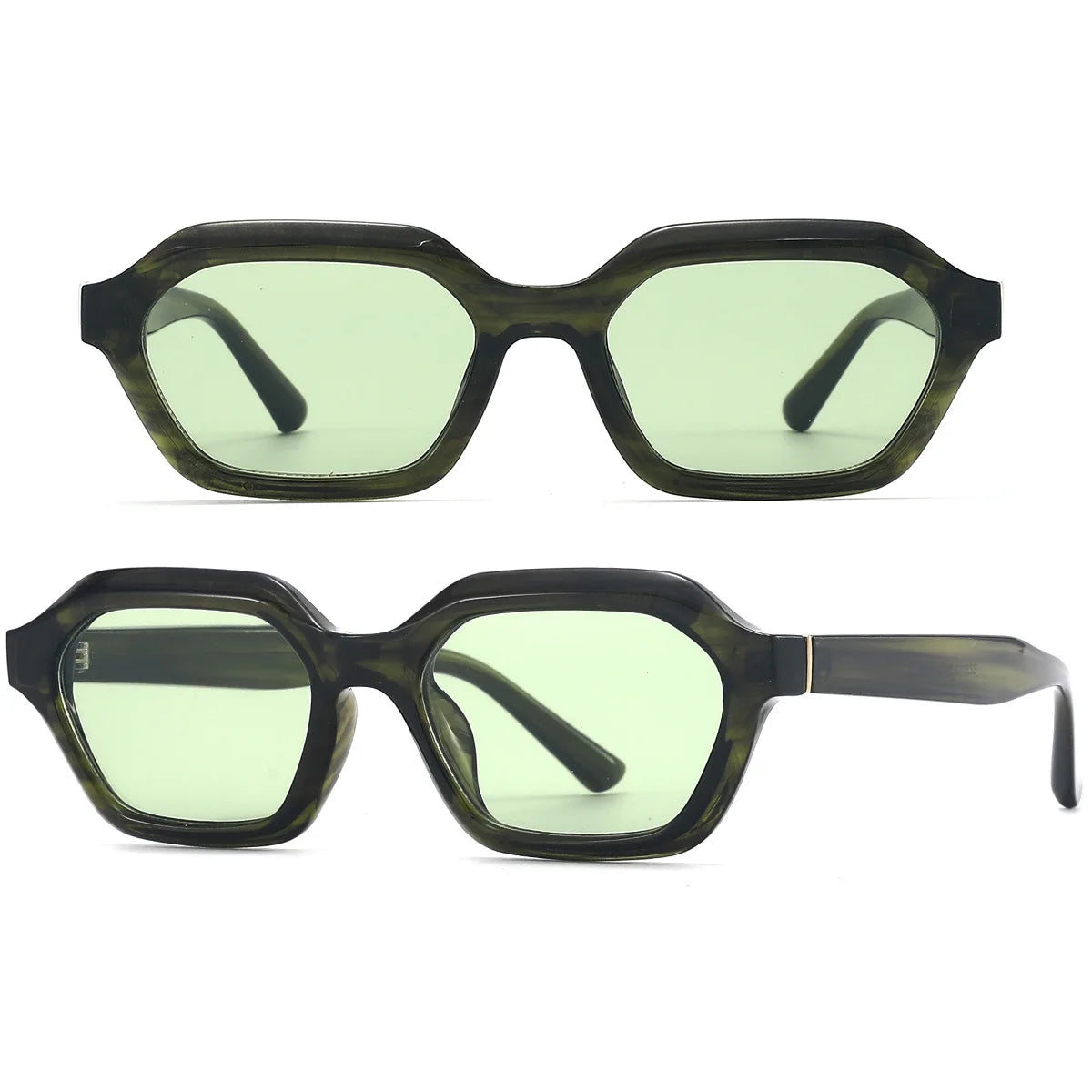 2025 High-End European American Fashion Polygon Gradient UV400 Protection Sunglasses New Style Unisex Black Frame