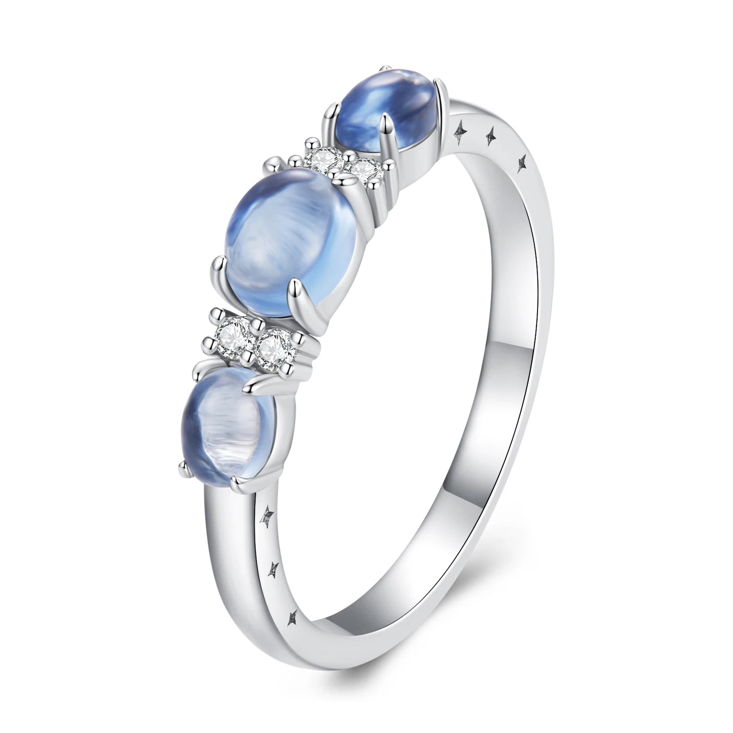 Solid 925 Sterling Silver Rings for Women Round Cut Three-Stone Rings for Engagement Wedding Fine Jewelry BSR427