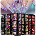 Misscheering Hot-selling 12-compartment Set Boxed Flat-bottomed Special-shaped Colored Glass Rhinestone Nail Art Jewelry