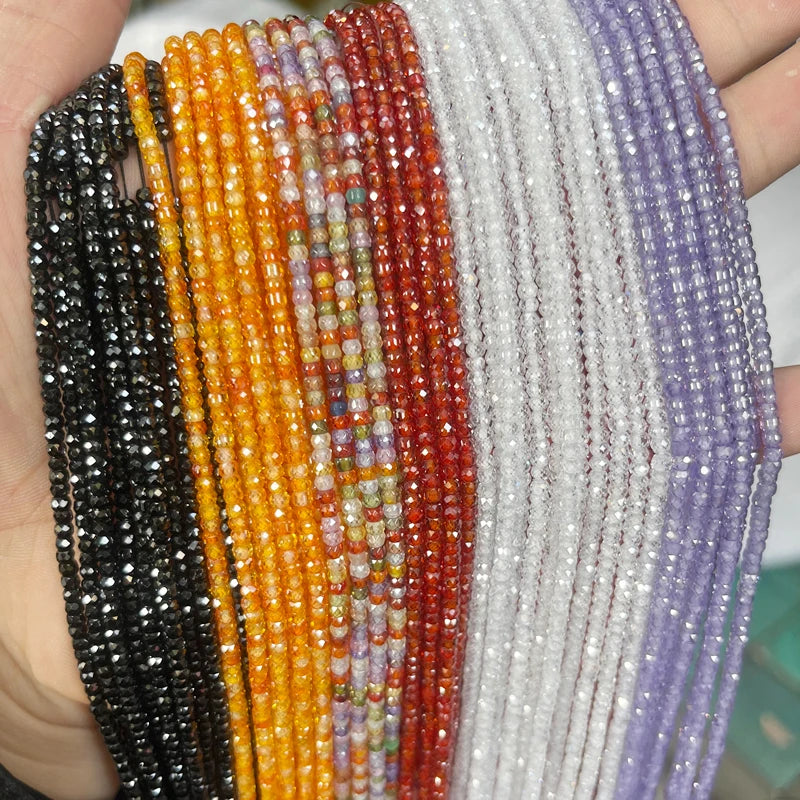 Wholesale Faceted Zircon Spacer Beads 2x3mm Faceted Rondelle Zircon Abacus Beads for Jewelry Making