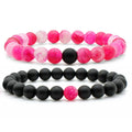 2 Pc Set Individual Bohemian Beads 8mm Vintage Mood Lampwork Glass Gemstone Yoga Hand String Women's Gift Bracelet