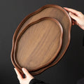 American Deep Brown Bamboo Tray Fruit Wooden Solid Oval Shaped Household Water Cup Tea Cup Tray Japanese Plate Tableware Wood