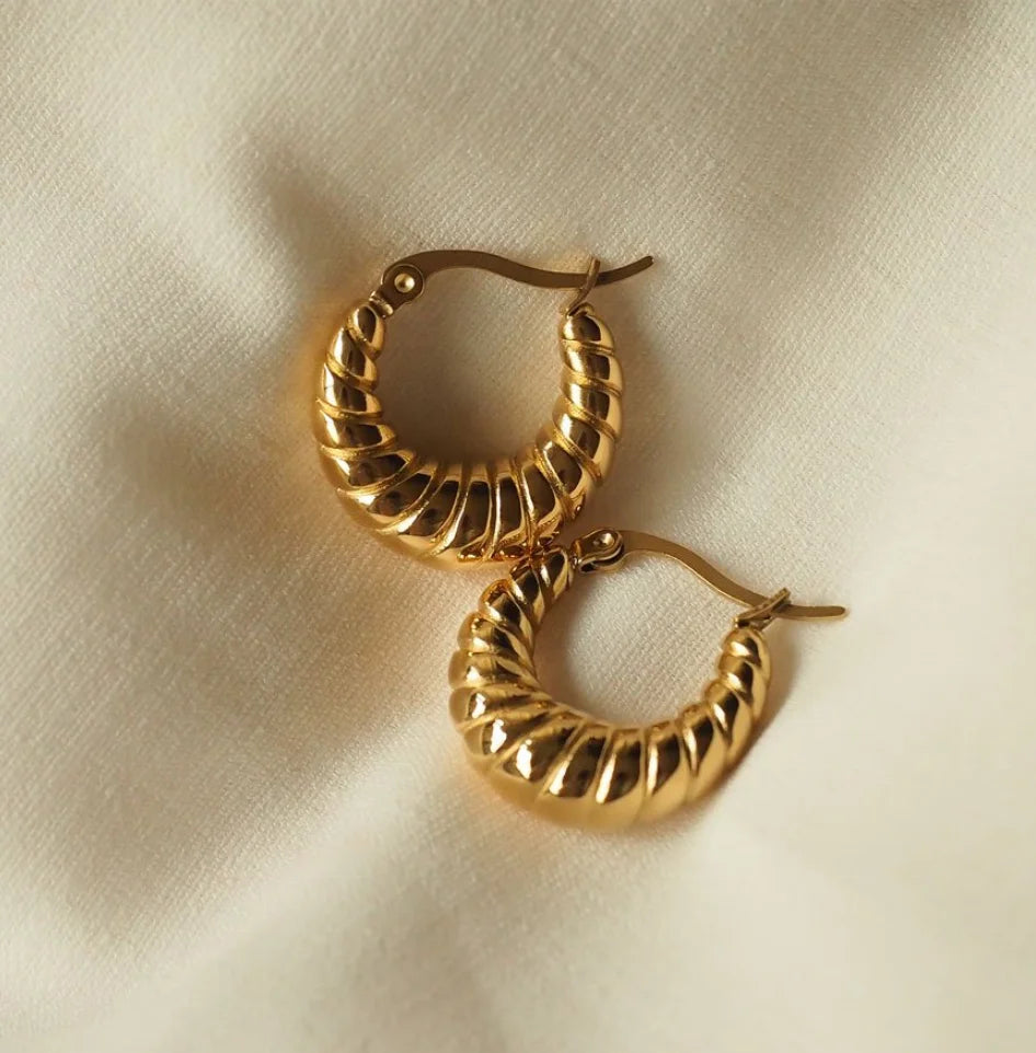 Drop Ship Stainless Steel Plated Gold Hoop Earrings  Customs Jewelry Chunky Hoop Earrings for Women