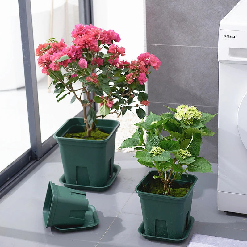 Wholesale Multi-Size Flower Planter Balcony Green Plastic Flowerpot Nursery Garden Square Planting Flower Pot