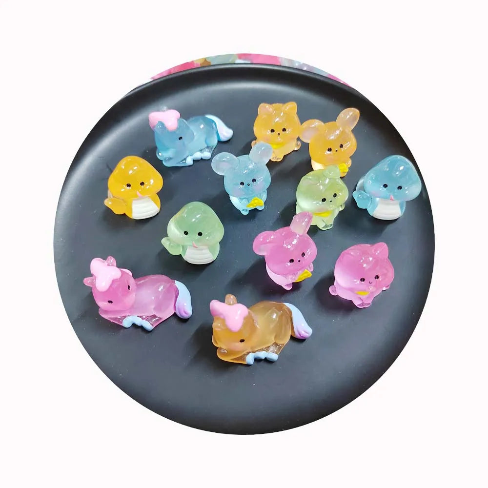 Glow in Dark 12 Animals Chinese Zodiac 3D Luminous Resin Charms for Doll House Scrapbooking Decor
