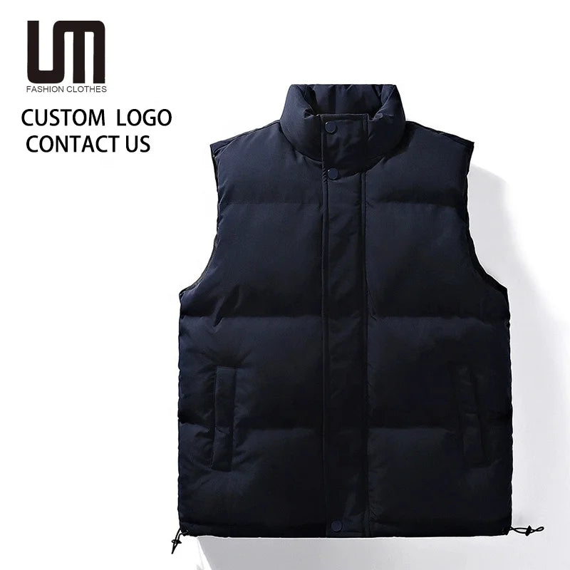 Liu Ming 2025 New Men Casual Vest Stand Collar Zipper Warm Waistcoat Solid Color Autumn Winter
