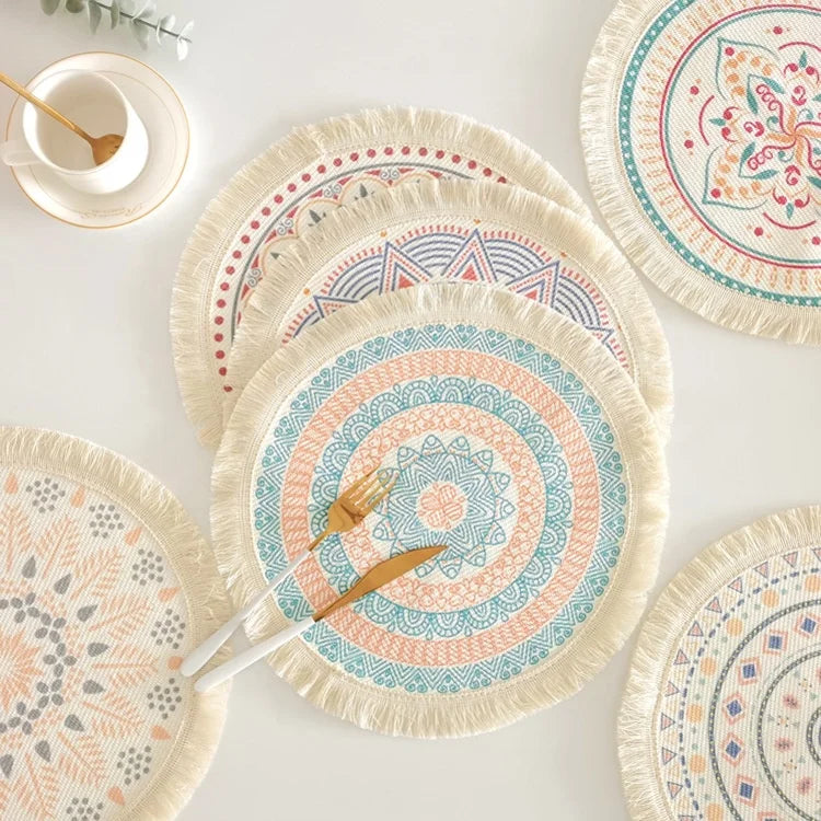Homeplus Hot Round Boho Knitted Hot Insulation Polypropylene Cotton Dining Table Mats Table Decor Pads Premium Woven Placemats