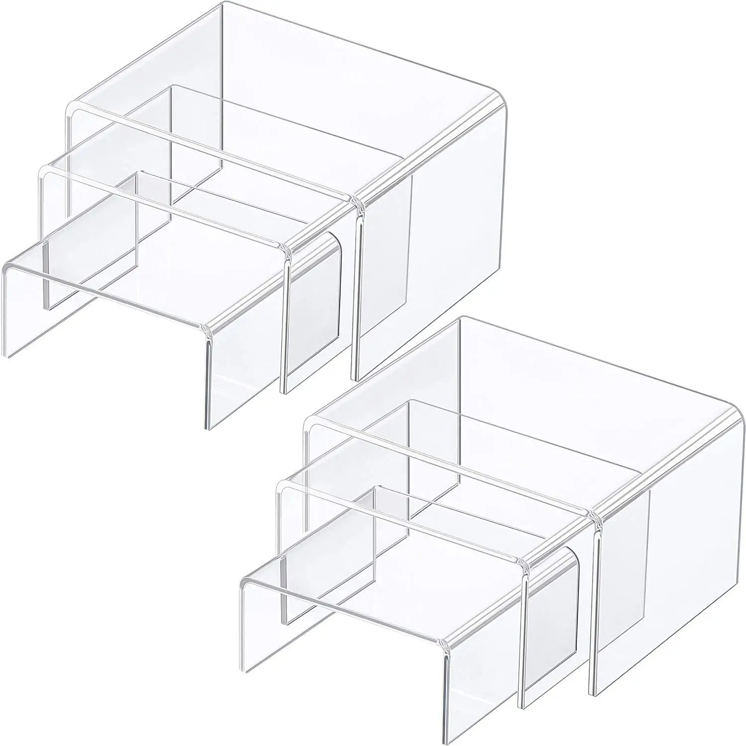 6 Pack Acrylic Display Stands Acrylic Display Rack 6 Pieces of Different Height Display Rack Set Tabletop Display Table