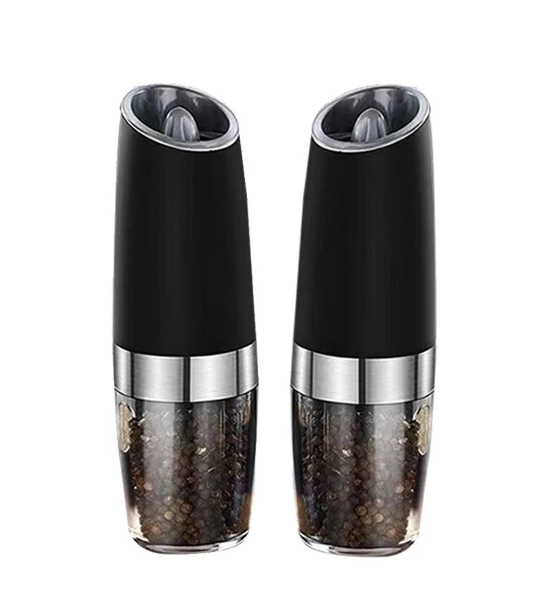 Customizable Eco-Friendly Stainless Steel LED Light Battery Operated One-Hand Operation Adjustable Salt Pepper Mill Set EU Plug