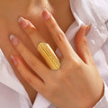 Fashion Jewelry Rings 18K Gold Plated Open Stainless Steel Exaggerated Ring for Women YRS352