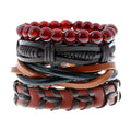 Hot Selling Custom Four-Piece Braided Leather Jewelry Set for Men and Women Fashionable Cuff for Bracelet