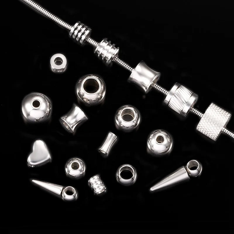 High Quality Stainless Steel Spacer Beads Charm Pendant Necklace Bracelet Earring Accessories for Diy Jewelry Findings Supplies