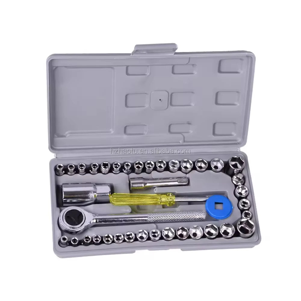 Imperial Metric 3/8 Heavy Duty Ratchet 40 Pcs Combination Socket Wrench Set for Car Repair