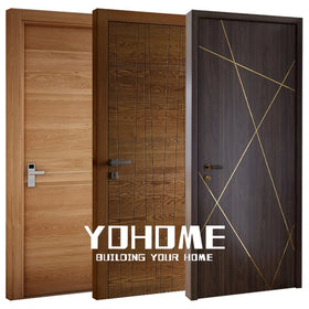Italian Standard Swing Interior Wood Doors with Brass Inserts Hotel Fire Wood Doors for Room in Houses Plywood Doors for Houses