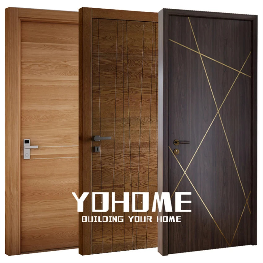 Italian Standard Swing Interior Wood Doors with Brass Inserts Hotel Fire Wood Doors for Room in Houses Plywood Doors for Houses
