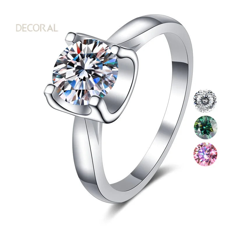 Women's Fine Jewelry Adjustable Ring 0.5/1ct VVS1 Moissanite Diamond S925 Sterling Silver White Gold Plated Fashionable Eternal
