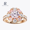 Rochime Flower halo pink Gemstone Rings 925 Sterling Silver Rose Gold Plated  Trendy Jewelry for Women