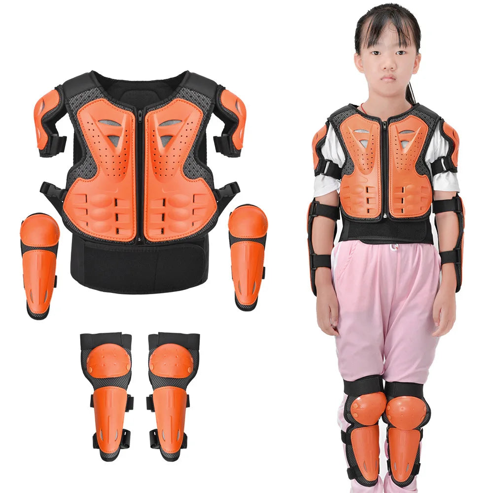 Children's Motorcycle & Roller Skating Body Armor Knee & Elbow Pads Thick EVA+PE Protection for Kids Sports