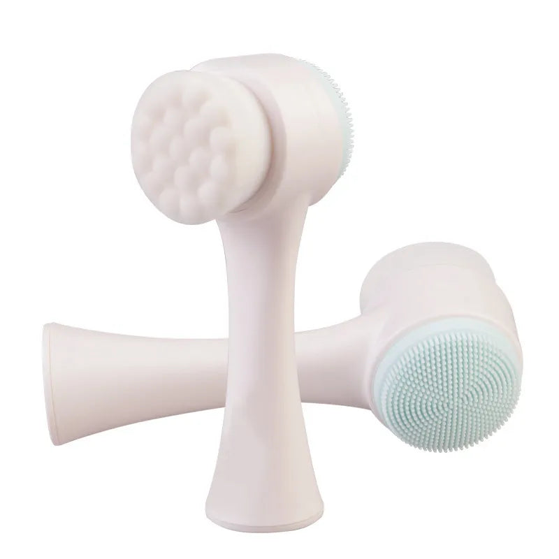 2 in 1 Double-sided Silicone Facial Cleanser Brush Face Massage Exfoliating Blackhead Scrub Brushes