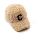 Yihaoyi 3D Letter Embroidered Lamb Wool Terry Velvet 6-Panel Sunshade Sport Cap Street Adjustable Curve Brim Baseball Cap Winter