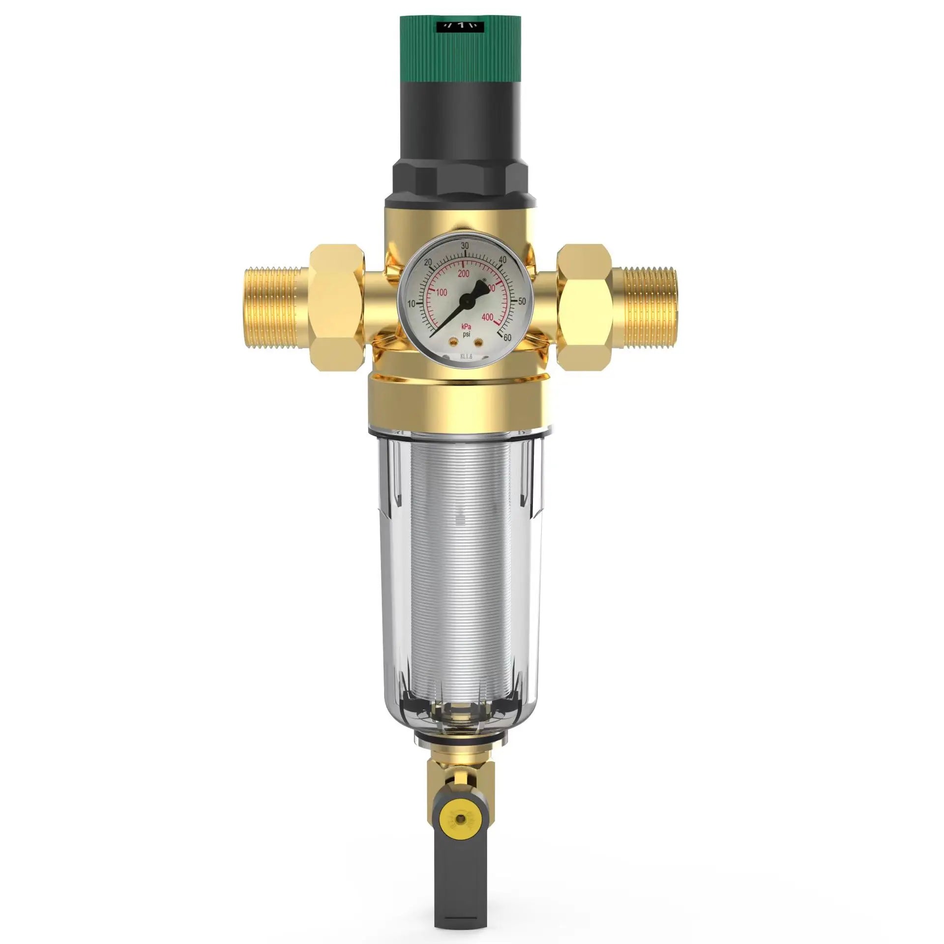 1/2 3/4 1Inch Brass Pre-Filter Water Pressure Regulator Valve with Stainless Steel Filter Manual Power Whole House Home Use