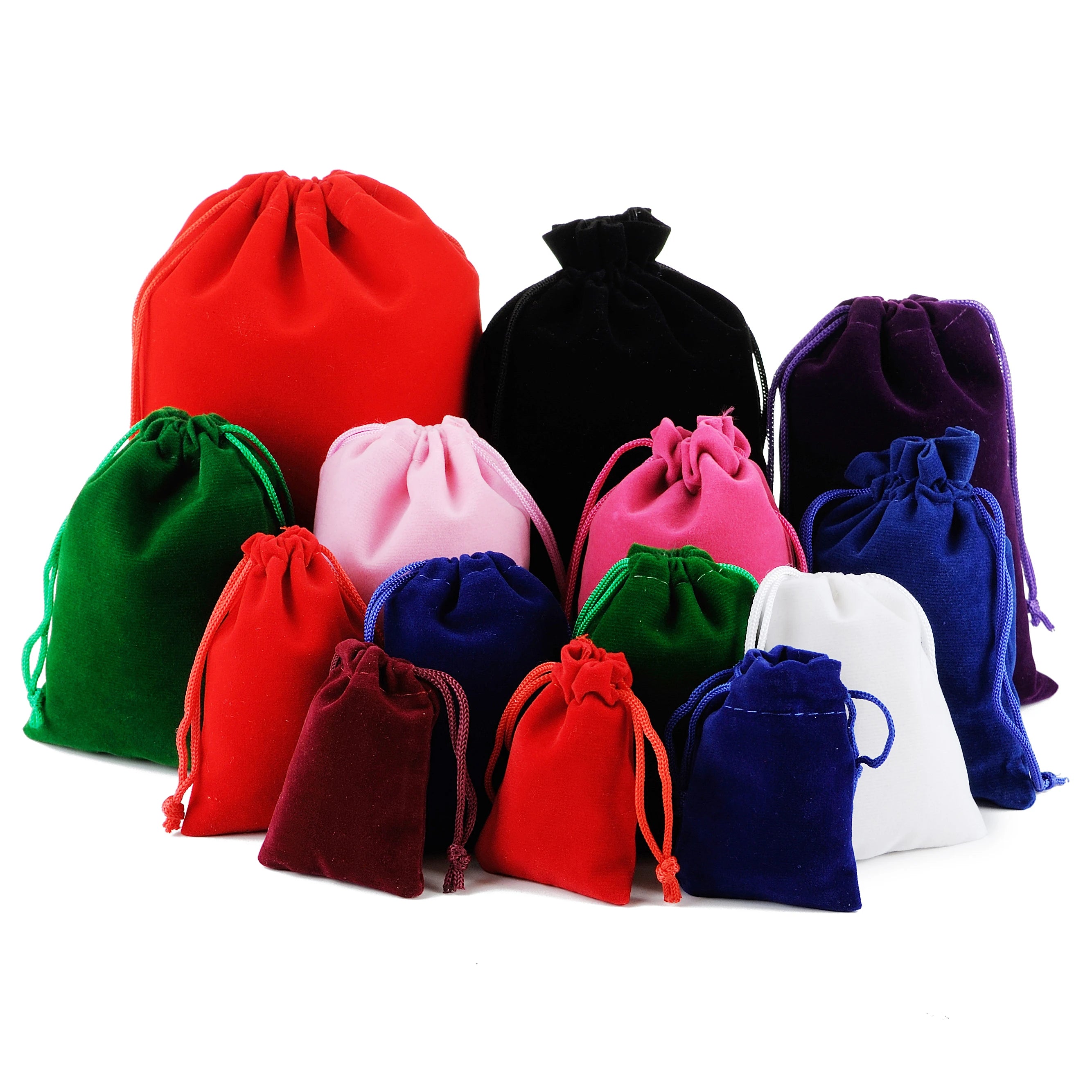 9*12cm Household Samt Velvet Flocking Gift Bag with Cordelzug-Bulk Packaging