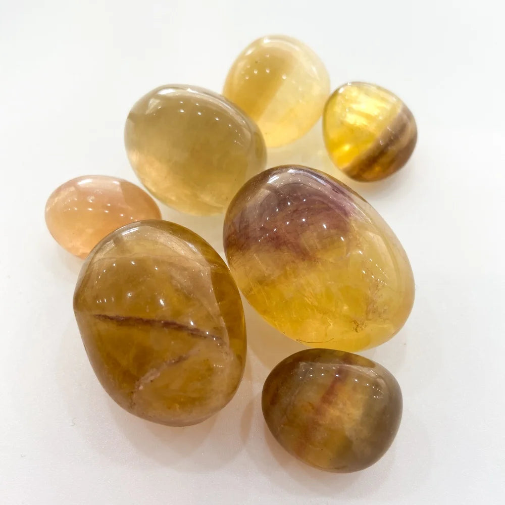 Wholesale Natural Yellow Fluorite Polished Quartz Crystal Gravel Tumbled Stone for Decoration