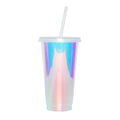 Custom Tumbler 24oz 710ml Reusable Hologram Cold Water Coffee Plastic Cups with Lids and Straws