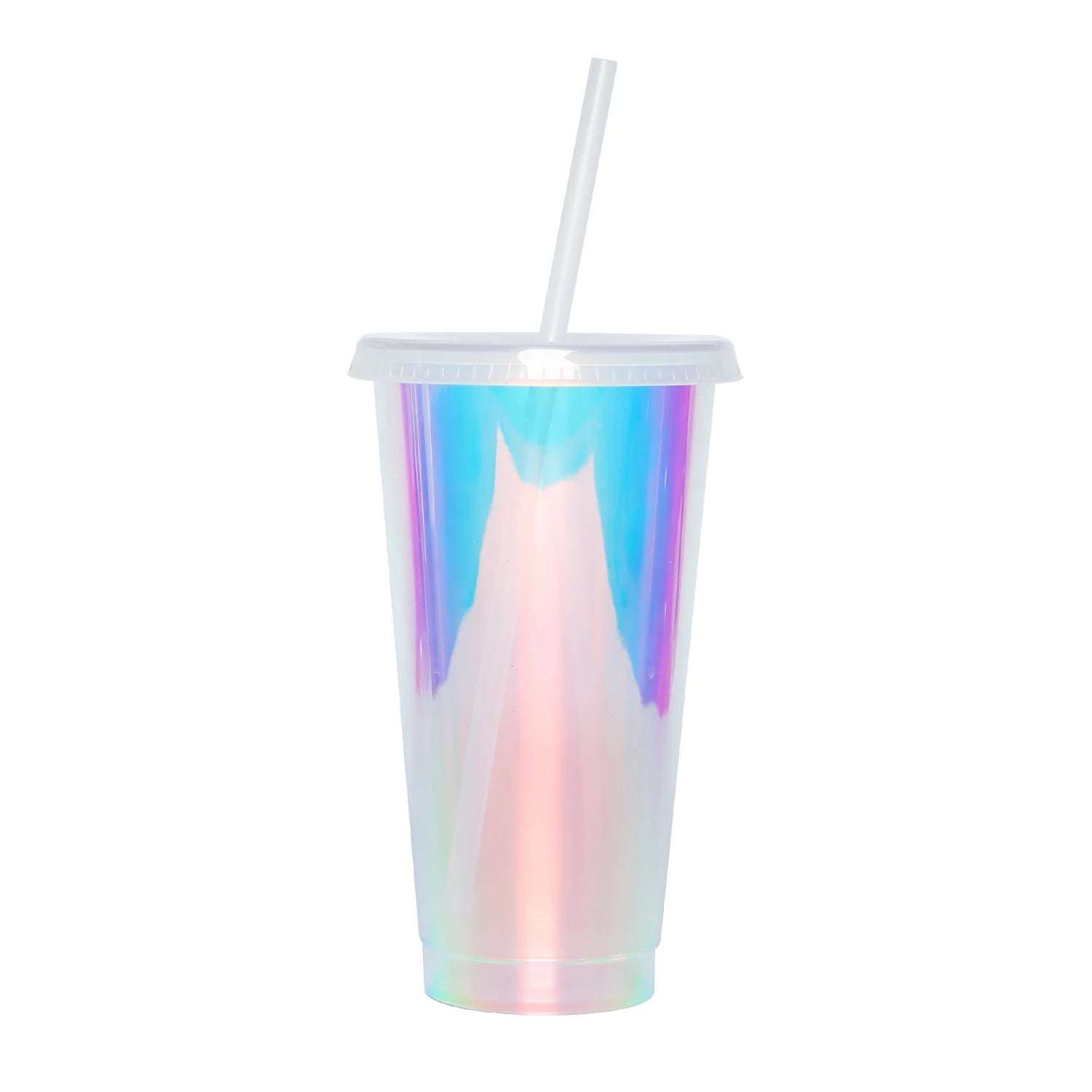Custom Tumbler 24oz 710ml Reusable Hologram Cold Water Coffee Plastic Cups with Lids and Straws