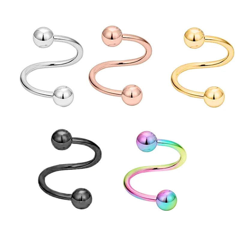 Mix Color Twisted Barbell 16g Spiral Earrings Daith Helix Tragus Navel Belly Button Rings Piercing Jewelry Cartilage Earrings St