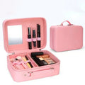 Large Capacity Portable Makeup Train Case Mirror Fashion PU Material Cosmetic Bag Organizer Zipper Closure Makeup Tools Storage