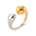 Simple Light Luxury Punk Ring Exquisite Stainless Steel Ring Beautiful Gold Silver Drop Open Ring for Women Men