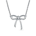 Wholesale Custom 925 Sterling Silver Fashion Jewelry Necklace Women Accessory Rhodium Plated Bowknot Pendant Necklace for Women