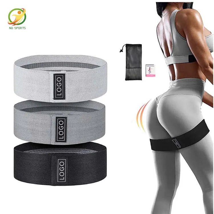 NQ SPORTS Wholesale Custom Logo Thrust Fabric Resistance Band Fitness Medium Hip Booty Glute Bands Set for Hip Training