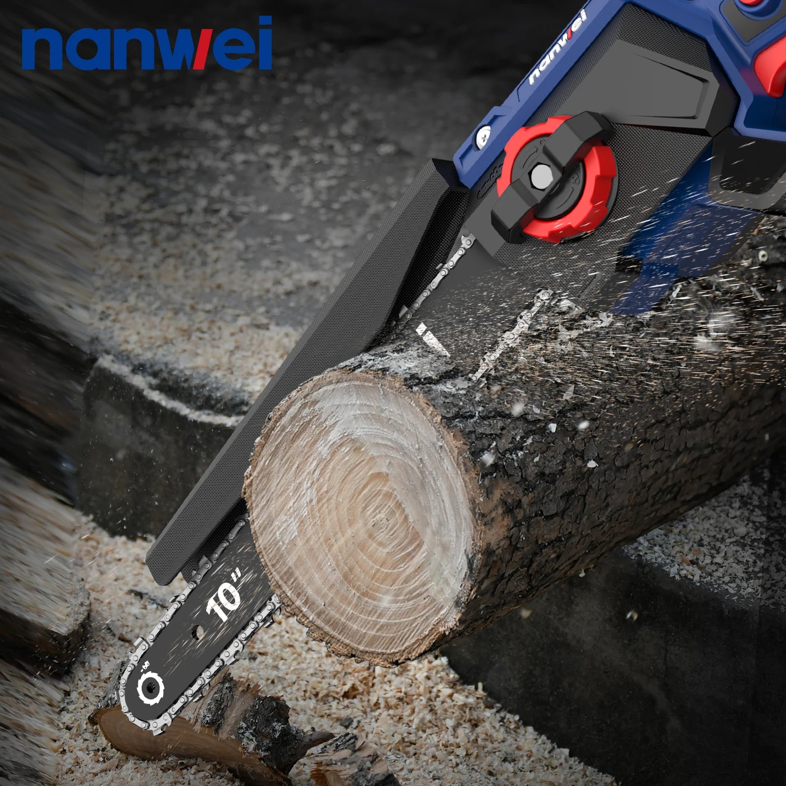 10" Cordless Chainsaw with 21V Lithium Battery Tool-Free Chain Tension High Speed DIY Hand Saw OEM Customizable